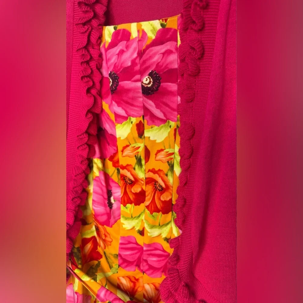 Kim Rogers Pink and Orange Floral Dress With Pink Cardigan - Picture 3 of 10